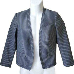 NEW Women's J Crew Wool + Linen Short Open Jacket Gray Stripe Women's Size 0